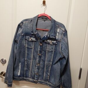 DKIN. Blue jean jacket. Distressed